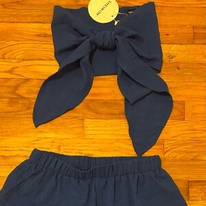 SHEIN Navy Blue Women Shorts Set